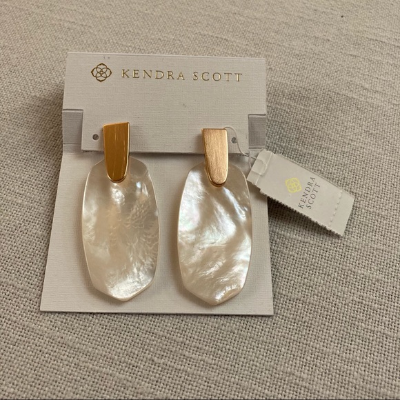 Kendra Scott Aragon Drop Earrings Rose Ivory White Gold Oval Mother Of Pearl $80 - Picture 5 of 13